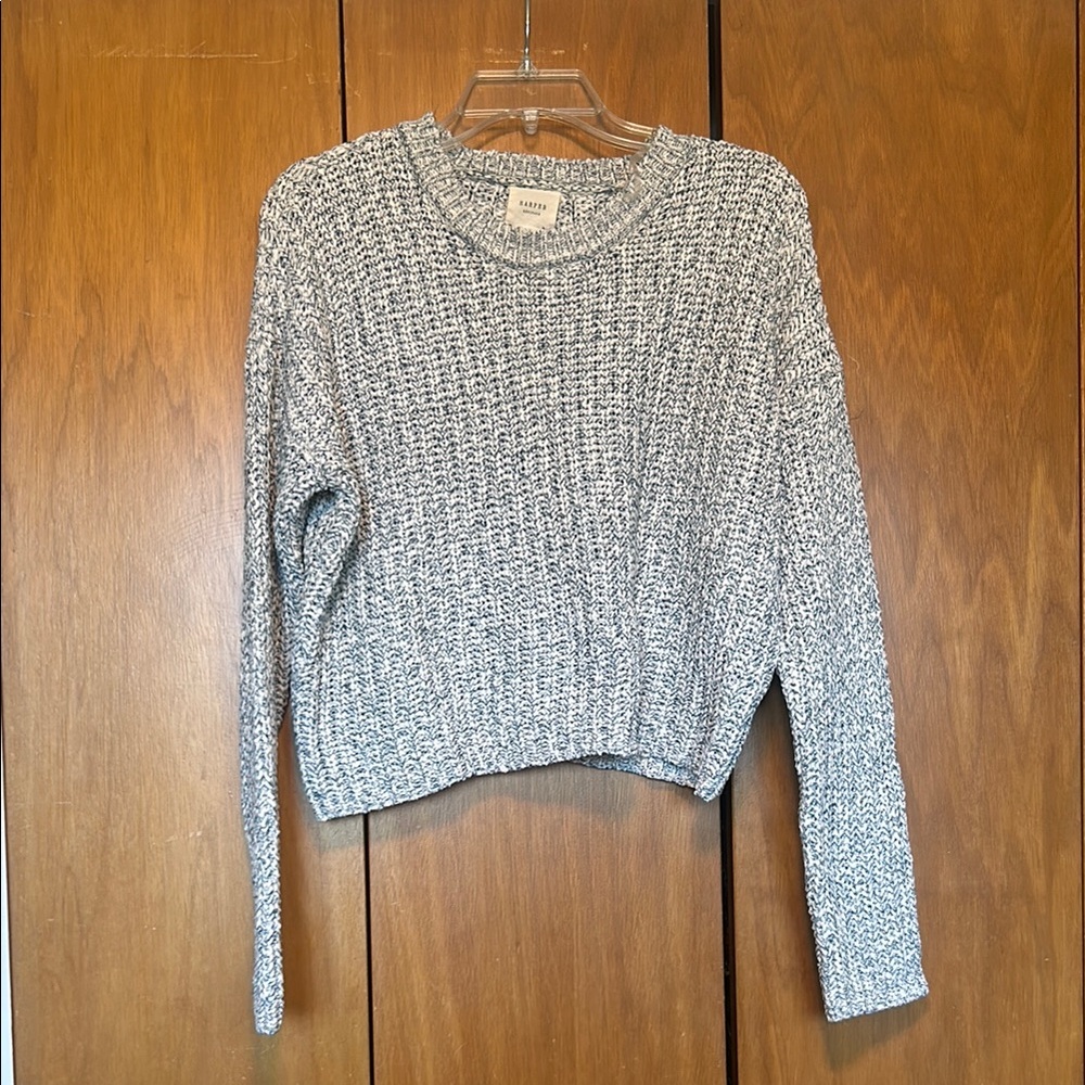 Blue and white knit sweater